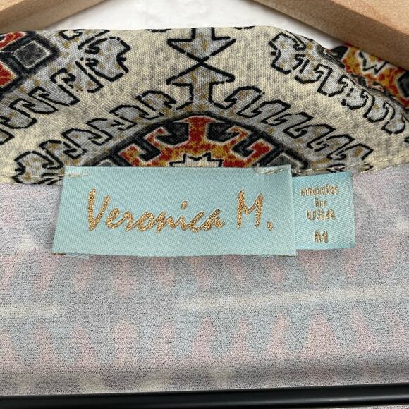 Veronica M. Geometric Print Long Sleeve Tie-Neck Dress Size Medium - Picture 5 of 6